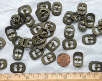 40 Small Brass Buckles, Deco Style, 15mm x 22mm, Doll Size, INVENTORY CLOSEOUT