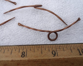 100 Curved/Twisted Copper Connectors with Hole in Each End, Center Loop, 3 Inch