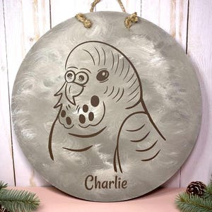 Parakeet Line Art Sign - One-of-a-Kind Parakeet Name Sign - Personalized Budgie Decor Sign