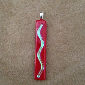 Red pendant with dichroic accents