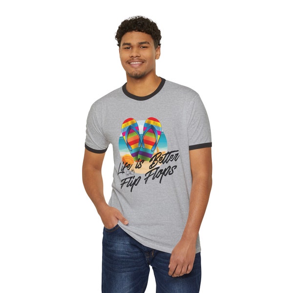 Flip Flops Unisex Cotton Ringer T-Shirt