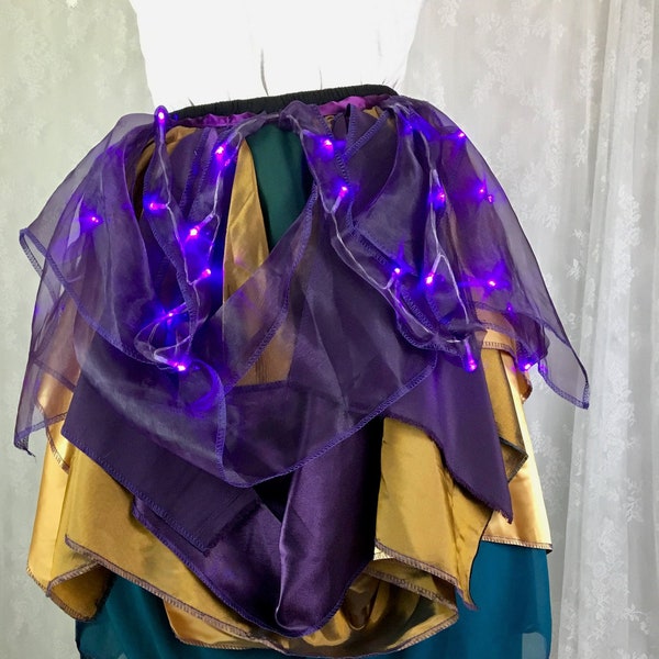 Purple Peacock bustle skirt -light up LED bustle skirt - light up skirt - Light up tutu -LED tutu - light up peacock costume - purple strand