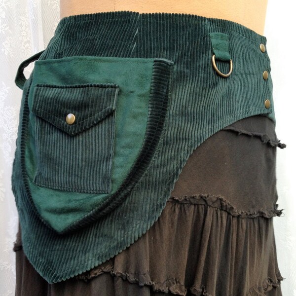 Plus size pocket belt - green utility belt - Burning Man festival belt - womens tool belt - Large / Extra Large