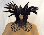 Collar de plumas maléficas de coque negro - Collar de plumas victorianas - gargantilla de plumas brujas negras del godo - listo para enviar