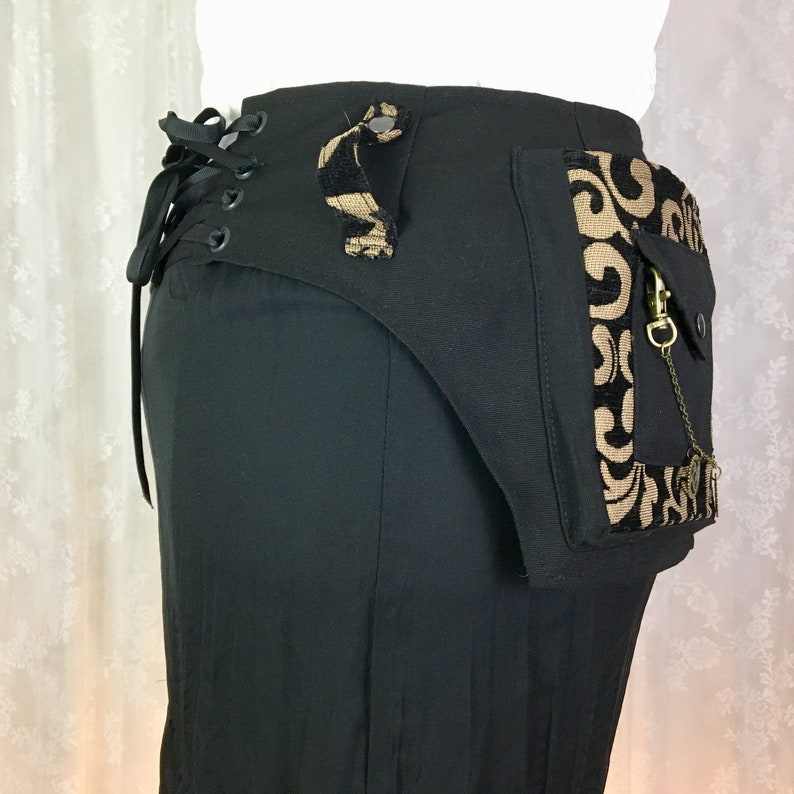 black and gold utility belt canvas utility belt black canvas toolbelt Burning Man utility belt M Vegan pocket belt Medium