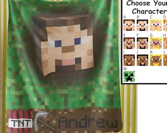 Anpassbare Minecraft-Decke, Minecraft-Spielbettwäsche, Plüschsamt-Decke, Minecraft-Shells, Minecraft-Quiltpartie, Minecraft-Ästhetik