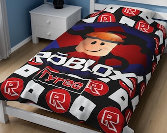 Roblox benutzerdefinierte Samtdecke, Der Baumeister, personalisierte Spielbettwäsche, Videospielausrüstung, Samtplüsch, Spielwurf, anpassbarer Spieler