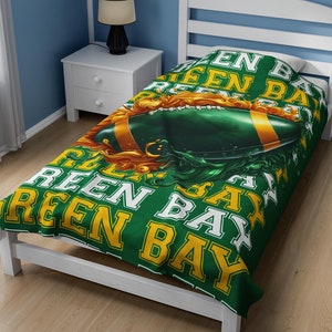 Green Bay Football Blanket Throw Cover, Packers, GB Foot Ball Greenbay Gifts, Futbol teams fabric football furniture jibbitz Gifts For Guys