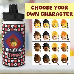 Personalized Roblox Avatar Water Bottle, Customizable Drink Cup, Robot Tumbler, School Bottles For Kids, Custom Video Game Cups, Gamer Gear