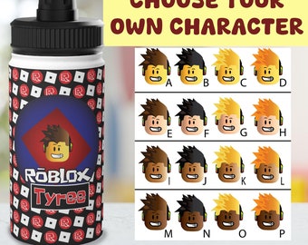 Personalized Roblox Avatar Water Bottle, Customizable Drink Cup, Robot Tumbler, School Bottles For Kids, Custom Video Game Cups, Gamer Gear