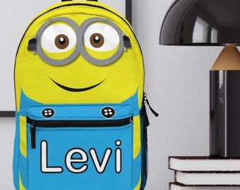 Zaino Minion personalizzato, zaino per il ritorno a scuola per bambini con nome personalizzato, zaino per bambini e zaino per bambini piccoli