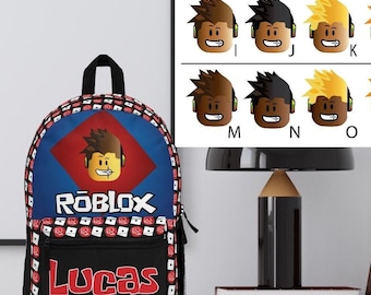 Roblox anpassbarer Spiel-Avatar-Rucksack mit personalisiertem Namen, Gaming Limiteds-Aufkleber, Plattenarmee, Royale hoch, Bloxburg