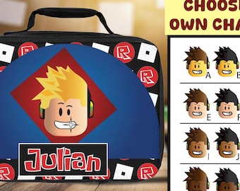 Lonchera personalizable con avatar de Roblox y nombre personalizado, lonchera escolar moderna para gamers, regalos personalizados con gráficos animados.