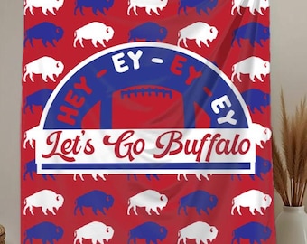 Allons-y Buffalo couverture | Jeté de football Buffalo | Couverture en velours côtelé en peluche pour le match | Décor de grotte d'éventail | Cadeau sport par temps froid
