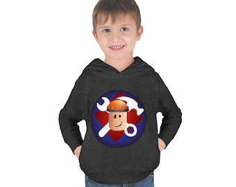 Roblox Builderman Game Avatar Kids hoodie, peuter trui fleece aangepaste naam, Cool Builder man ontwerp uniek gamer cadeau, kinder robot cadeau