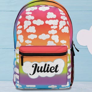 Personalized Rainbow backpack, Backpack with Name, Personalized Patches Backpack, Custom Rainbow Unicorn backpack with Patches, Unicorn gift