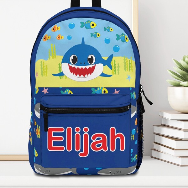Cool Shark Print Backpack – 17” School Bag, Lightweight & Durable Polyester Rucksack For Daily Use - View #13