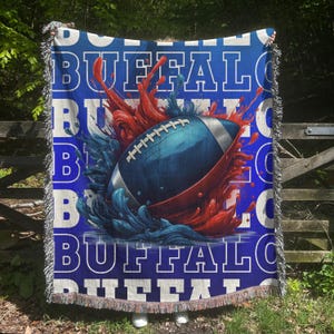 Buffalo Football Woven Blanket, Cozy Cotton Throw for Bills Mafia Fans, Game Day Essential, Buffalo Team Decor, Perfect Football Gift