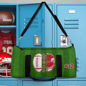Custom Football Duffle Bag, Personalized Sports Gym Equipment, Team Gifts & Travel Gear, Football Bag, Football Team, Alabama Crimson Tide
