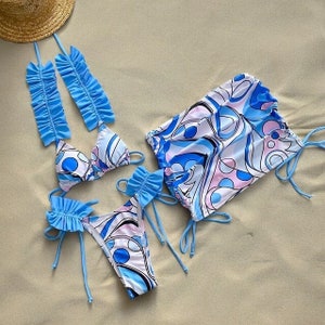 Bikini Set • Ladies Swimwear • Women&#39;s Bikinis • Triangle Top • Beachwear • Three Piece Bikini