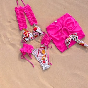 Bikini Set • Ladies Swimwear • Women&#39;s Bikinis • Triangle Top • Beachwear • Three Piece Bikini
