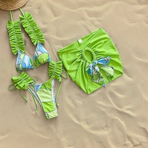 Bikini Set • Ladies Swimwear • Women&#39;s Bikinis • Triangle Top • Beachwear • Three Piece Bikini
