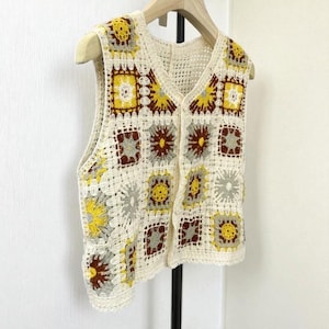Open Crochet Waistcoat • Hippie Vest • Sleeveless cardigan • Bohemian Cardigan • Warm winter Outfit • Knit Vest cardigan • Sweater Boho