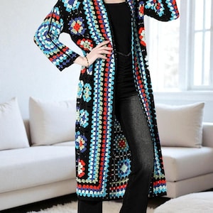 Open Crochet Cardigan • Hippie Sweater • Long sleeve cardigan • Bohemian Cardigan • Warm winter Outfit • Knit cardigan • Sweater Boho