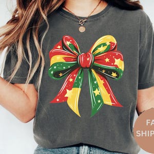 Comfort Colors® Black History Bow Shirt, Juneteenth Coquette T-Shirt, African American Bow Tee, Freedom Cute Shirt,Black Lives Shirt Gift