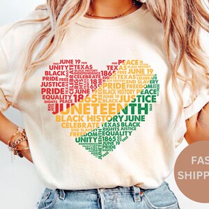 Comfort Colors® Black History Heart Shirt, Juneteenth Heart T-Shirt, African American Heart Tee, Freedom Cute Shirt,Black Lives Shirt Gift
