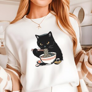 Maglietta Noodle Cat: Maglietta Ramen Black Cat