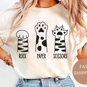 Comfort Colors Rock Paper Scissors Cat Paws T-Shirt: Funny Cat Lover Gift