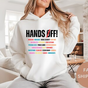 Hands Off Protest T Shirt, Political Activism Tee, Save Public Lands Medicare Social Security Free Speech Environmental Rights T-Shirt