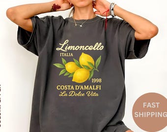 Comfort Colors® Retro Limoncello La Dolce Vita T-Shirt, Zitronen-Shirt, T-Shirt Italien, Küsten-Enkelin Ästhetik, Amalfiküste, Sommer-Shirt