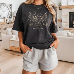 Shirt mystieke draak en maan, shirt mystieke maanfase, T-shirt drakenfase, shirt vintage boho maan, shirt hemelse draak, spiritueel