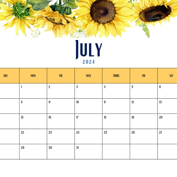 July 2024 Calendar Etsy July 2024 Calendar Etsy
