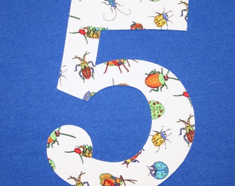 Boys 5 Birthday Shirt, Bug Birthday Shirt, 5th Birthday Shirt, Number 5 Shirt, short sleeve primary blue, beetles