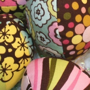 Handmade Fabric Easter Eggs, Easter Decoration, Stuffed Cloth Easter Eggs, Chocolate Lollipop, Children's Basket Filler, 6 eggs total image 3