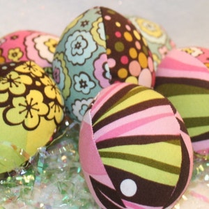 Handmade Fabric Easter Eggs, Easter Decoration, Stuffed Cloth Easter Eggs, Chocolate Lollipop, Children's Basket Filler, 6 eggs total image 2
