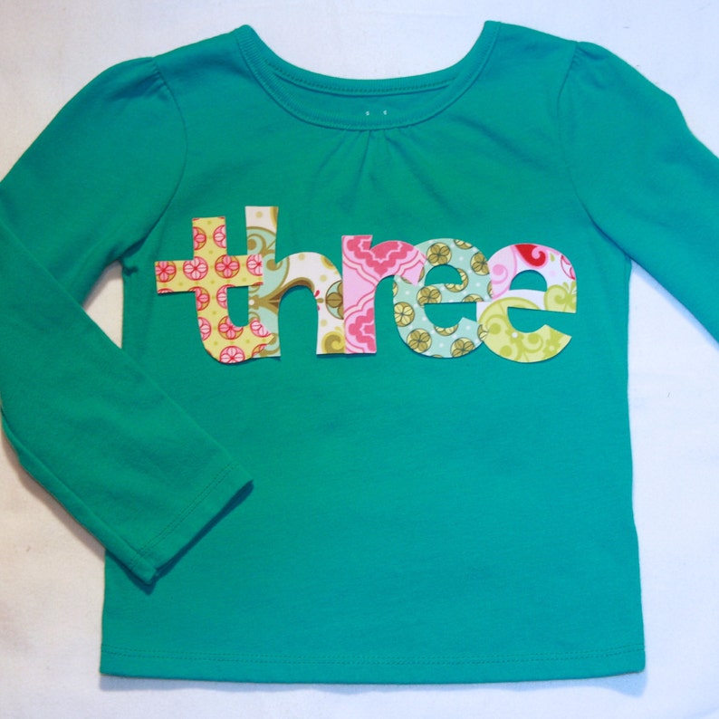 Girls Lowercase Three Shirt 3rd Birthday Girls Pastel Etsy
