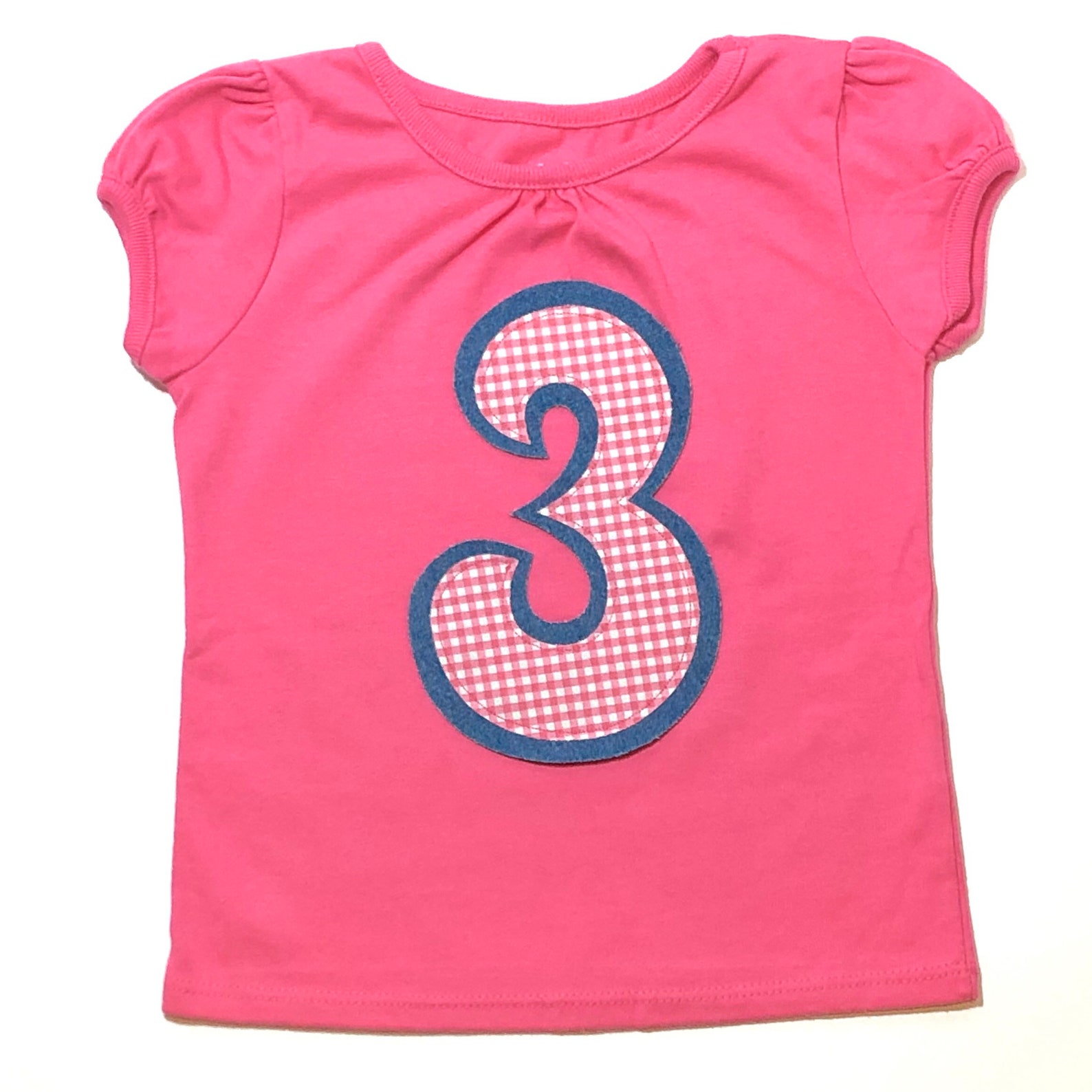 Girls 3rd Birthday Shirt Number 3 Shirt Pink Gingham and - Etsy