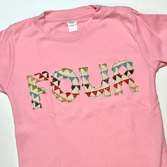 Buy Rainbow Pennant Birthday Shirt, Girls 4th FOUR Birthday Shirt