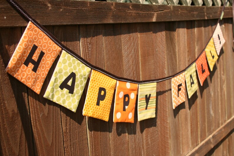 HAPPY FALL banner autumn banner reusable cloth fabric image 2
