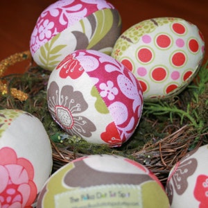 Fabric Easter Eggs, Handmade Easter Decoration, Girls Easter Basket Filler, Stuffed Eggs, Easter Gift, Pastel Florals, 6 total image 2