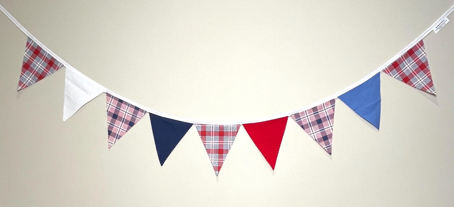 Red White Blue Plaid Bunting, Fabric Banner, 4th of July Decoration ...