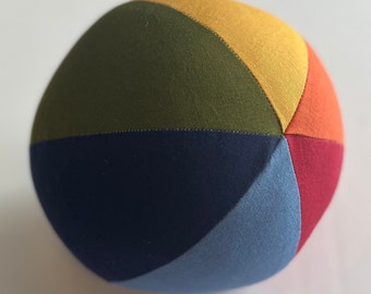 Rainbow Fabric Ball, Cloth Ball, Handmade Kids Toy, Stuffed Cloth Ball, Jingle Bell Ball, Indoor Toy, Toddler Birthday Gift, Boy or Girl