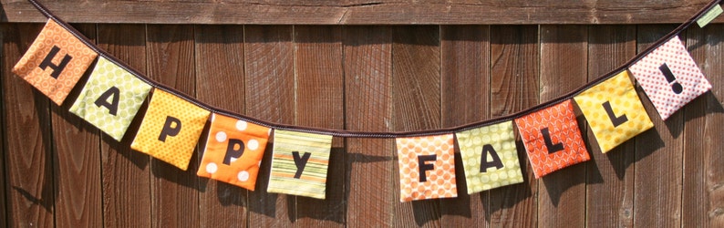HAPPY FALL banner autumn banner reusable cloth fabric image 5