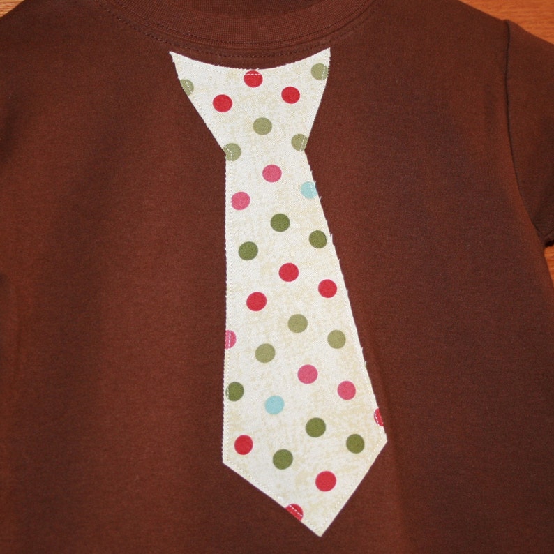 Boys Christmas Tie Shirt in Red Green Polka Dots  Long or image 1