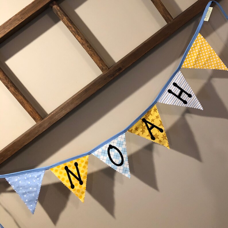 Boys Personalized Banner Name Pennant Bunting Fabric Pennant Etsy