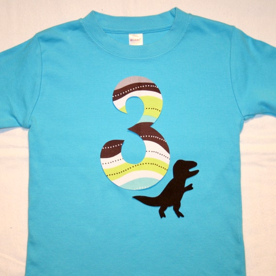 Boys 3rd Birthday Shirt Number 3 Dinosaur Shirt Dino Etsy
